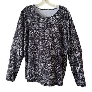 32 Degrees Cool Long Sleeve Womens XL UPF 50+ Sun Protection Monstera Leaf Top